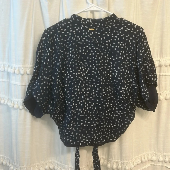 Roxy Vacation Vibe Kimono/Cover Up navy blue white polka dot size M - Picture 8 of 8